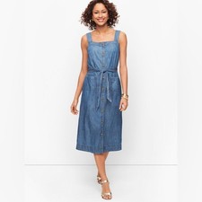 NWOT TALBOTS STRIATED DENIM FIT & FLARE DRESS