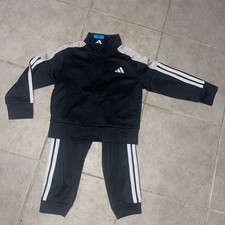 New ADIDAS Unisex Tricot 2pc Tracksuit Black 4T Track Suit Set NWT