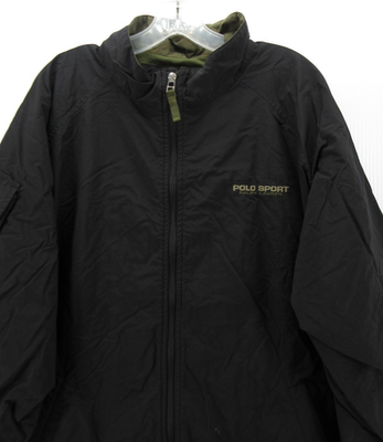 VINTAGE Ralph Lauren Polo Sport Jacket Men XL Black Windbreaker