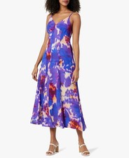 The Drop Women's Isa V-Neck Maxi Dress Purple Watercolor, Size Small