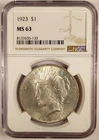 1923 Peace Silver Dollar NGC MS63
