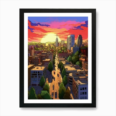 Bellevue Washington Pixel Art 8 Kunst gerahmtes Wandbild Poster Leinwanddruck Bild