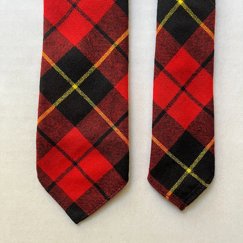 Corbata de lana Wallace escocesa escocesa de colección estrecha a cuadros puente de paja Inglaterra Foto 3 de 4