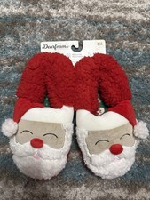 NWT Dearfoams Santa Christmas Slippers, Memory Foam, Men s 5-6 Women s 7-8