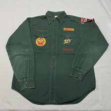 80s Sanforized Boy Scouts Mens Green Explorers BSA Uniform Oxford 1 Shirt S