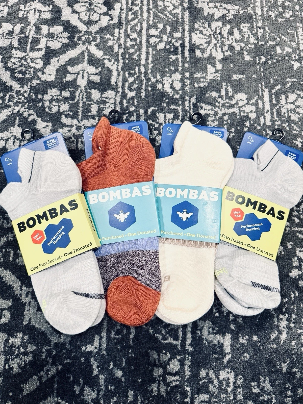 BOMBAS Originals Ankle Socks, Large Pack of 4，（W 11-13，M 91/2-13）