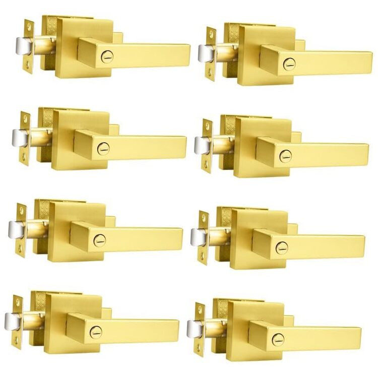 Heavy Duty Gold Privacy Door Lever Lock for Bedroom Interior Doors-image