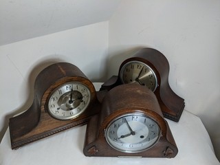 3x Striking Mantel Clocks 8 Day Westminster Baduf Smiths Haller SPARES REPAIR