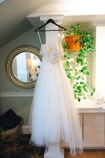 Elegant Strapless Wedding Gown, Worn Once, Size 10, Tulle Bridal Andover MA