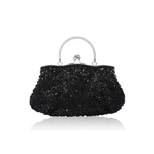 Evening Clutch Bag for Vintage Beaded Sequin Handbag Bridal Wedding Purse Fas...