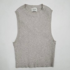 Aritzia Wilfred Reso Tank Crop Top Knit Sweater Sleeveless Tan 82001 Size XS