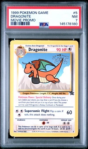 1999 POKEMON GAME MOVIE PROMO #5 DRAGONITE PSA 7