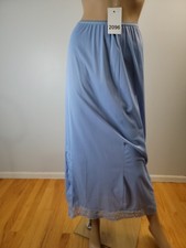 Vintage Vassarette Tricot Nylon Pillowtab Blue Half Slip Lace Detail Size Medium