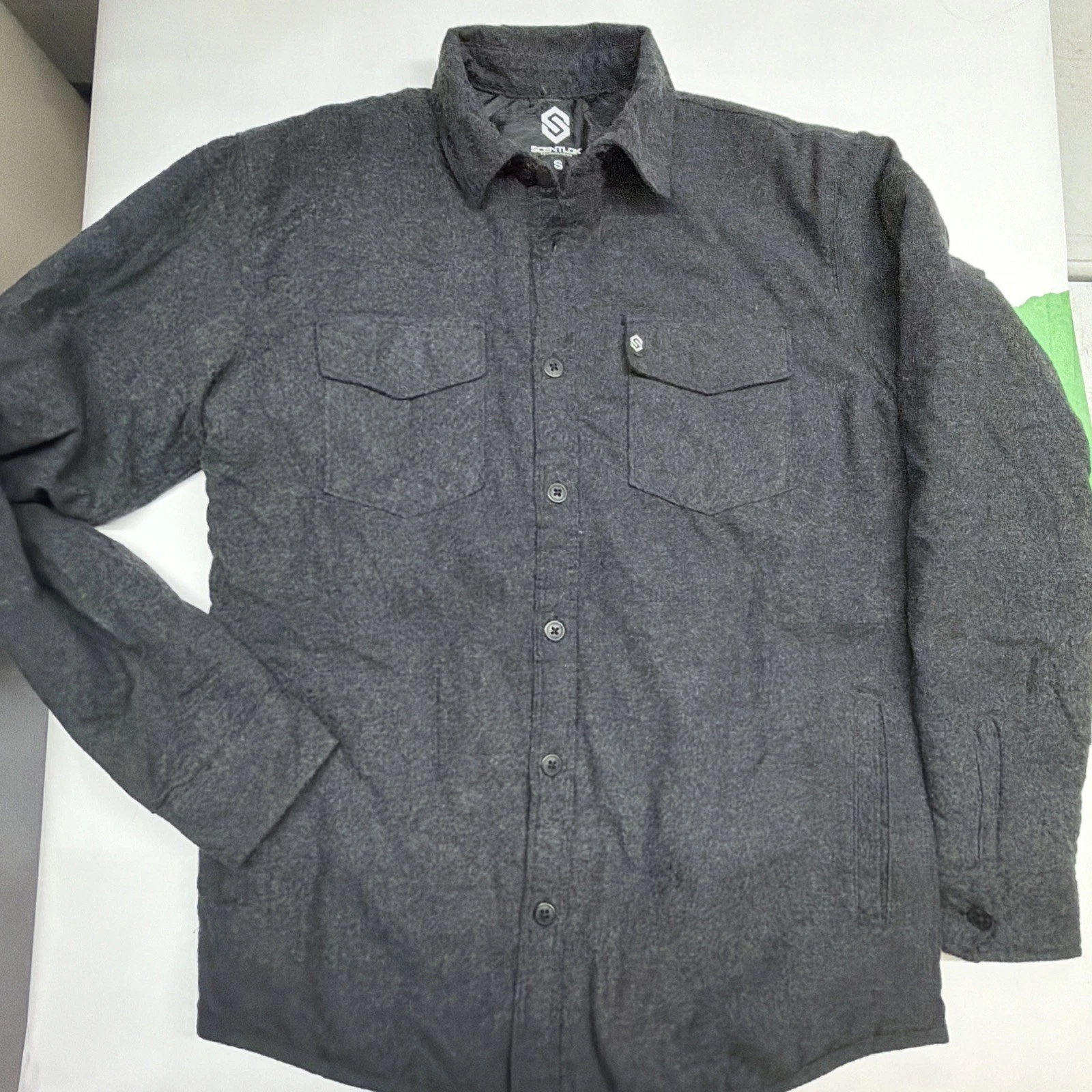 ScentLok Flannel Shirt Shacket Men's Small Black Quilted Lined Insulated