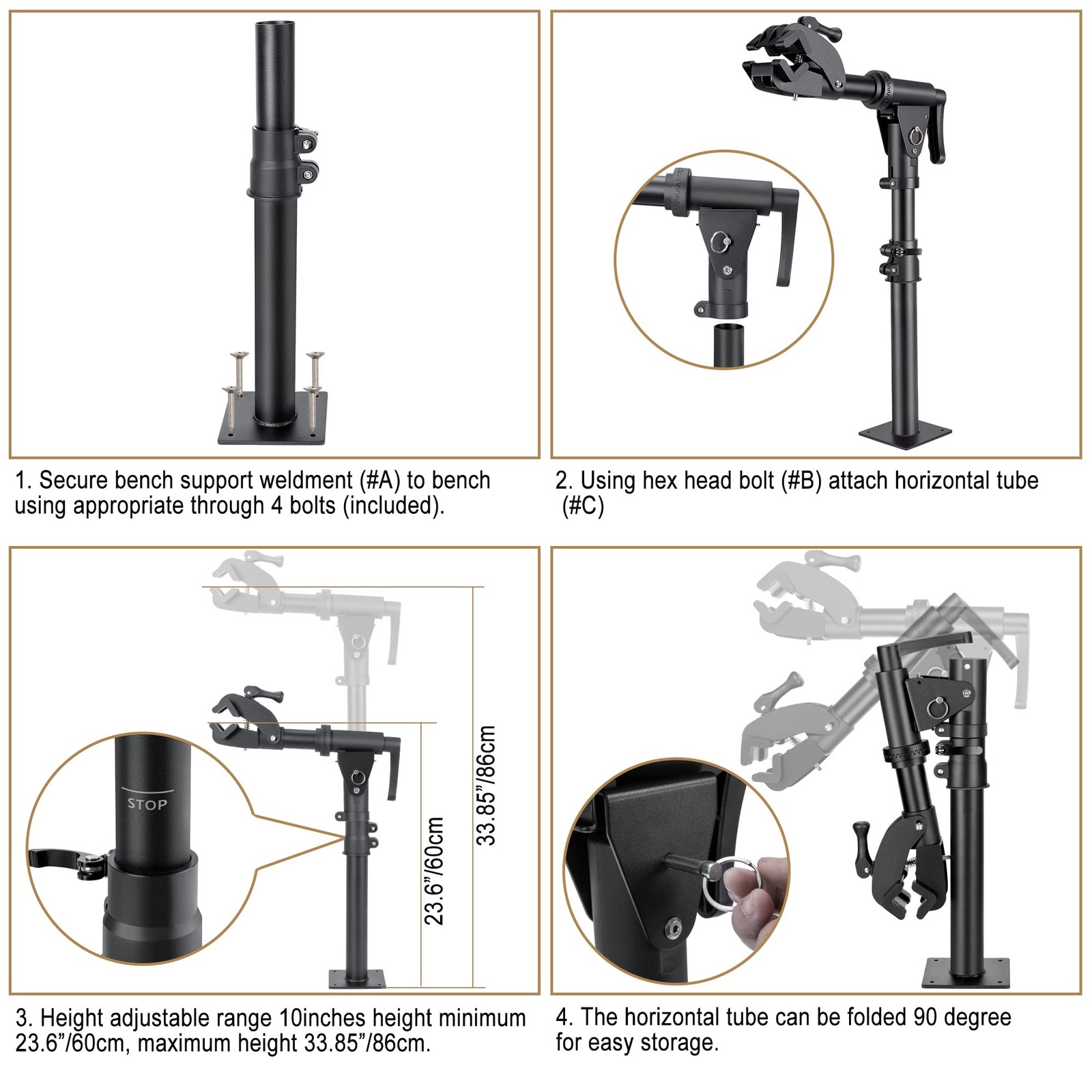 Bike Repair Stand - Max 88lbs Bench Mount Rack Workstand for Mountain & Road ...