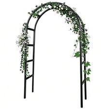 RUBFAC 7.8ft Garden Arch Trellis for Climbing Plants Outdoor, Metal Arch Frame G