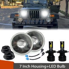 2pcs 7 Round Led Headlight Hilo Beam H4 For Jeep Wrangler Tj 1997-2006