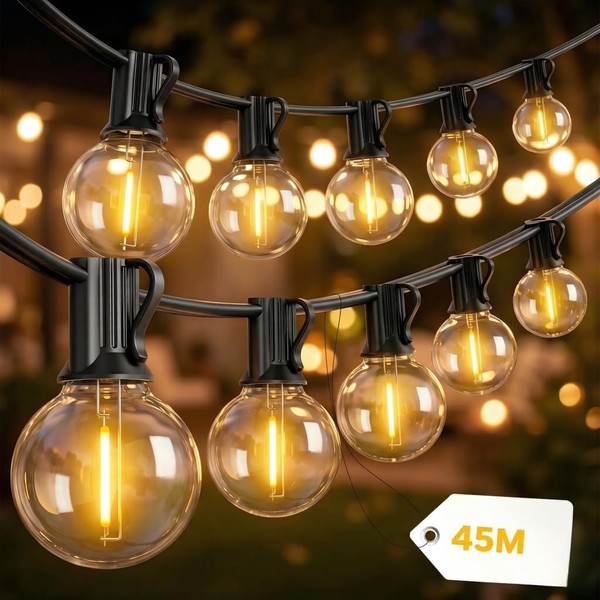 Yuucio 45M Lichterkette AußEn G40 Mit 75 2 LED Birnen Warmweiß Dimmbar-image