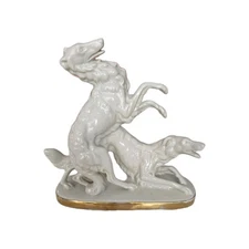 Vintage Stunning Art Deco WKC Grafenthal Porcelaine Germany Borzoi Dogs Figurine