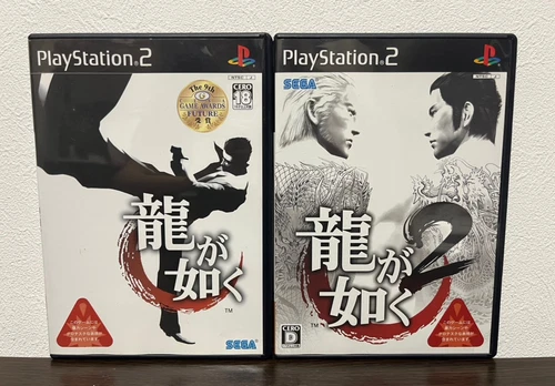 Yakuza Ryu ga Gotoku 1 & 2 2Games set Sony PlayStation 2 PS2 Japanese ver Tested