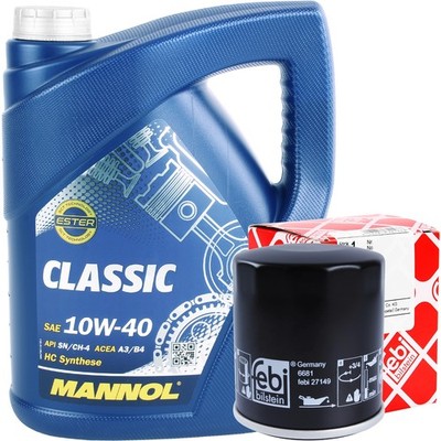 FEBI ÖLFILTER + 5 LITER 10W-40 MANNOL CLASSIC MOTORÖL ACEA A3/B4 API SN/CH-4 ÖL