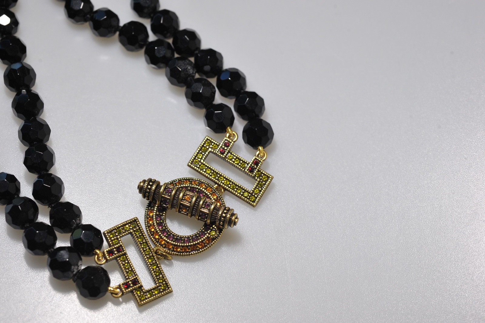 Statement Daus  inspired Necklace UNSIGNED black … - image 9