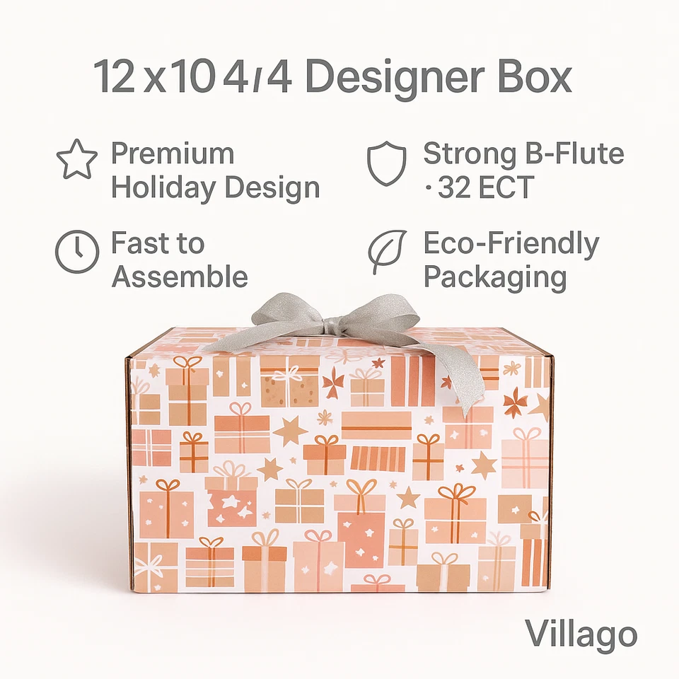 12x10x4 Christmas Gifts Designer Shipping Boxes B-Flute 32 ECT – 25/50/100/200 - Image 4 of 4