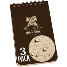 Rite in the Rain Weatherproof Top Spiral Notebook, 3" x 5", 3 Pack, Brown 2