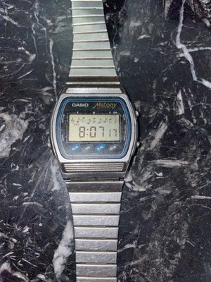 Casio Melody M-15 Alarm Chronograph 677 Vintage Men Watch Working Rare