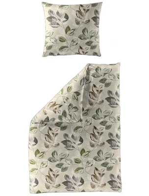 Bierbaum Biber Bettwäsche 155x220 Blätter natur grün beige 4136-80 - Bild 1 von 4
