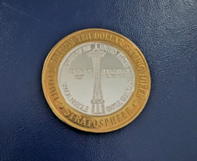 1996 Las Vegas Stratosphere $10 Gaming Token, .999 Silver, LIMITED