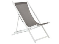 Outdoor Liegestuhl Faltbar Aluminium Weiß Mit Stoffbespannung Grau Locri Ii