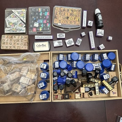 Large Lot Calendar Letter Rubber Ink Business Office Stamps Collector Items Date
