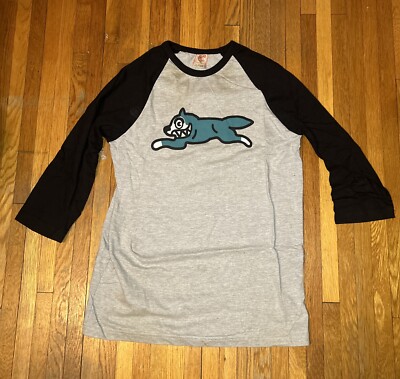 BILLIONAIRE BOYS CLUB BBC ICE CREAM 3/4 SLEEVE BASEBALL SHIRT SIZE M  GREY/BLACK