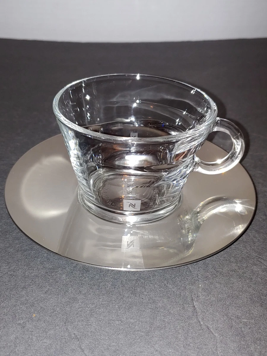 Design Atelier Oï for Nespresso Small Glass Coffee Cup and Brushed Metal  Saucer