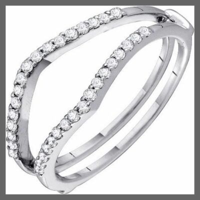 1/4 Ct Round Natural Diamond 10kt White Gold Guard Wedding Ring Enhancer
