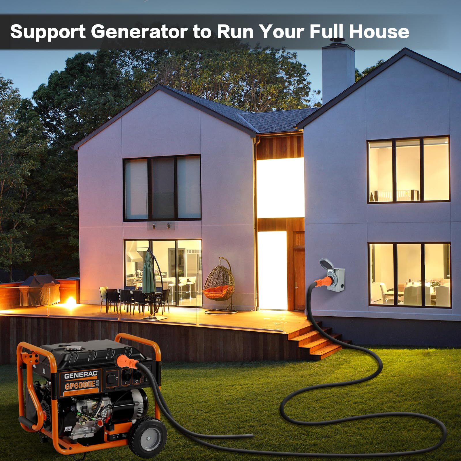 15 ft 50 amp generator cord and power inlet box combo kit&nbsp;NEMA 14-50P to SS2-50R
