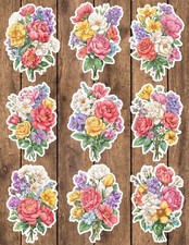 Flower Bouquet Die Cut Vinyl Stickers Set Scrapbooking Laptop Waterbottle