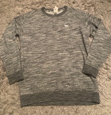 Victoria Secret PINK Sweatshirt Gray Marl Dog Logo Long Sleeve Pullover Sz XS