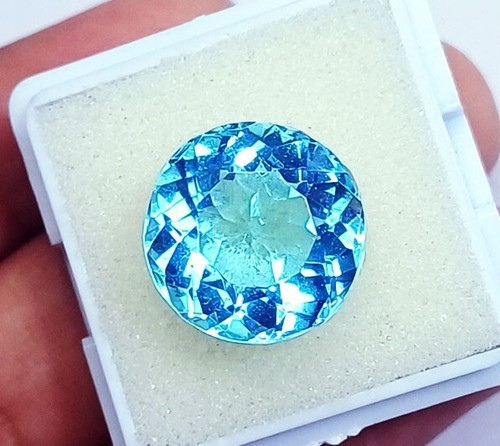 Round Cut Blue Aquamarine 8.55 Ct Certified Loose Gemstone With Free Gift - Picture 4 of 8