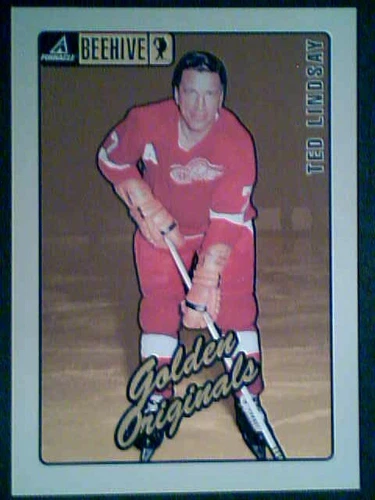 TED LINDSAY BEEHIVE 5X7 COLOR PLAYER GOLDEN ORIGINALS DETROIT RED WINGS CARD