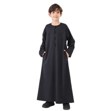 Kids Boys Abaya Muslim Jubba Thoub Dishdasha Thobe Kaftan Long Robe Prayer Dress