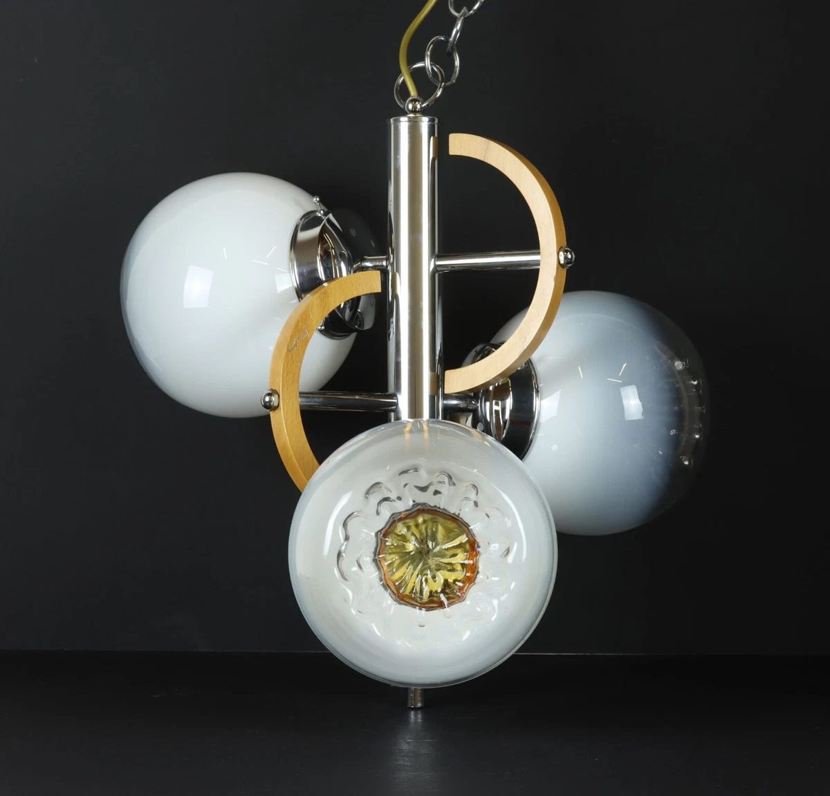 Fabulous Italian 1970s Murano Glass Mazzega Ceiling Light Mid