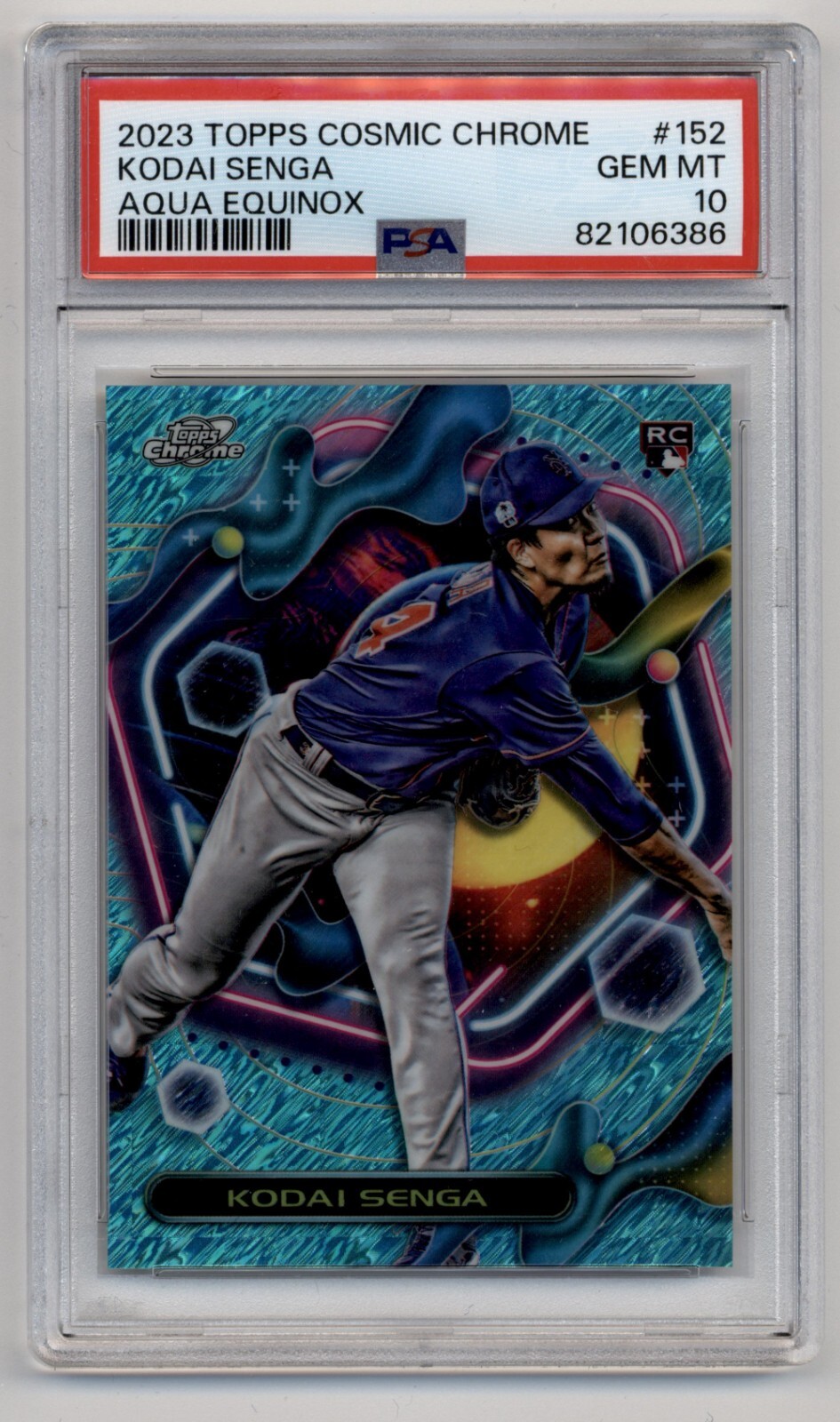 Kodai Senga 2023 Topps Cosmic Chrome Aqua Equinox Refractor RC /199 PSA 10