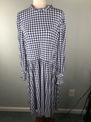 NWT Draper James Kitty Dress In Gingham Nassau Navy Size 1X