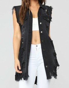 colete jeans rasgado