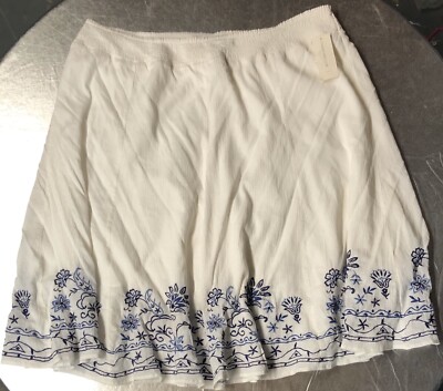 Jupe Midi Charter Club - Imprimé Floral Bleu Et Blanc - Taille 18 W - Neuf Avec étiquettes