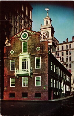 Scenic Old State House Landmark Boston Massacre Took Place Chrome Postcard UNP