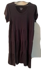 TIME AND TRU WOMENS BLACK COTTON SHORT SHELVE DRESS SIZE SMALL