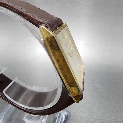 Seiko Tank Watch Men 25mm Champagne Dial Gold Tone Rectangle
